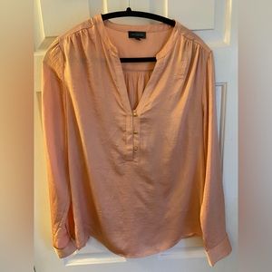 The Limited size large peach silky blouse with gold tone buttons